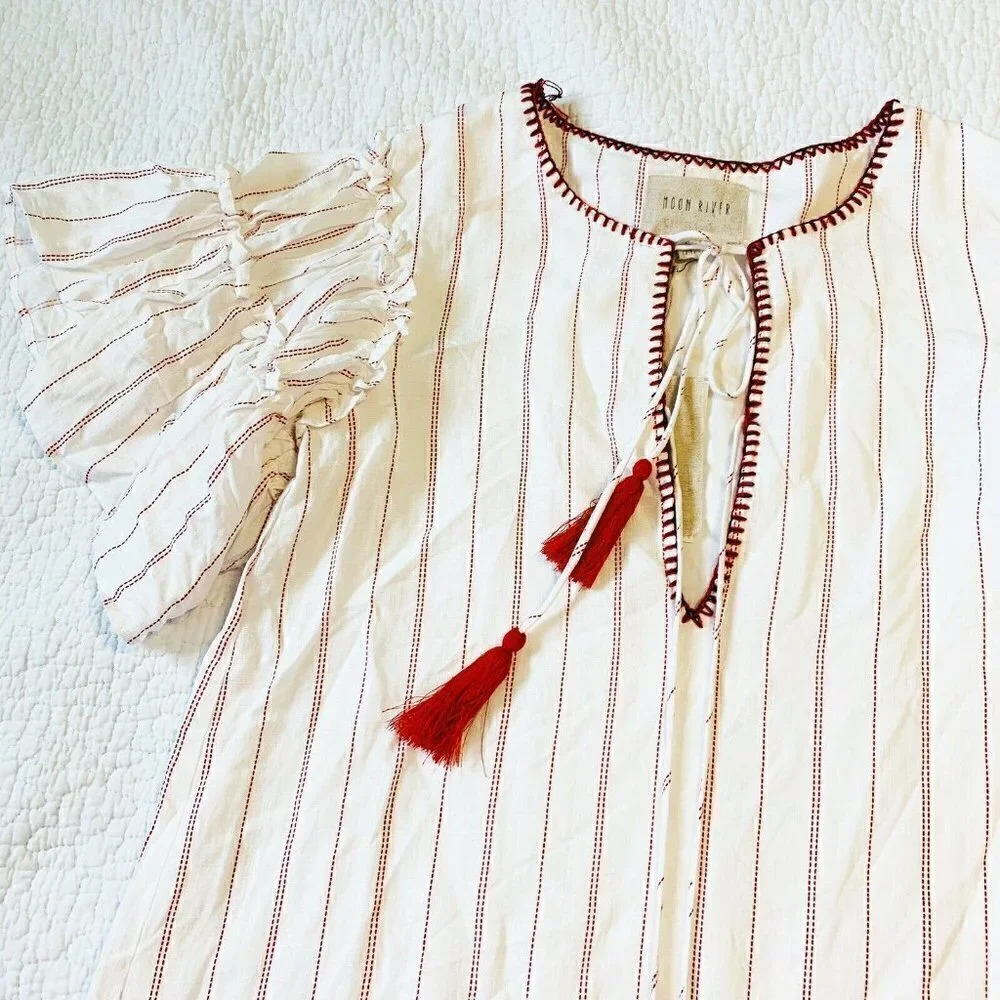 Anthropologie Moon River Size Xs Ira Tasseled Mini Dress Cover Up New! - Picture 4 of 7
